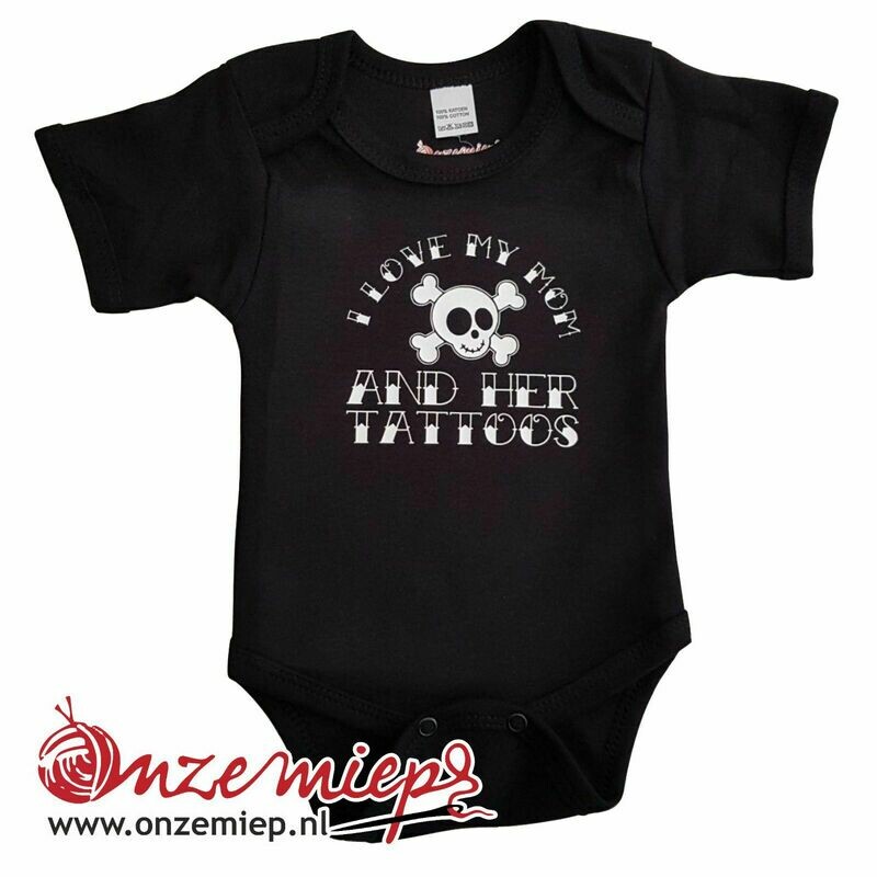 Zwarte romper met &quot;I love my mom, and her tattoos&quot;