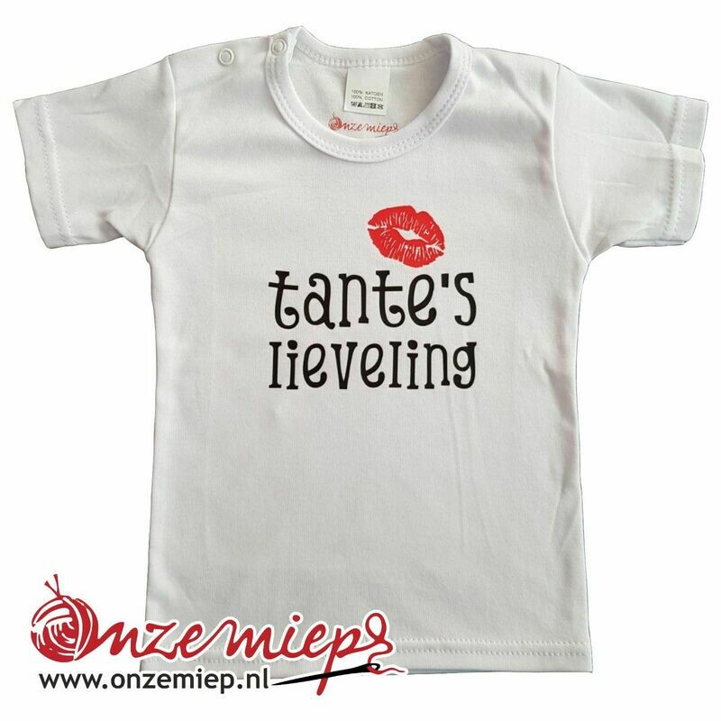 Wit baby shirt met &quot;Tante&#39;s lieveling&quot;
