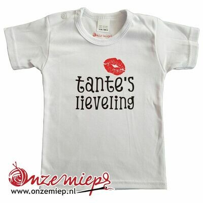 Wit baby shirt met &quot;Tante&#39;s lieveling&quot;