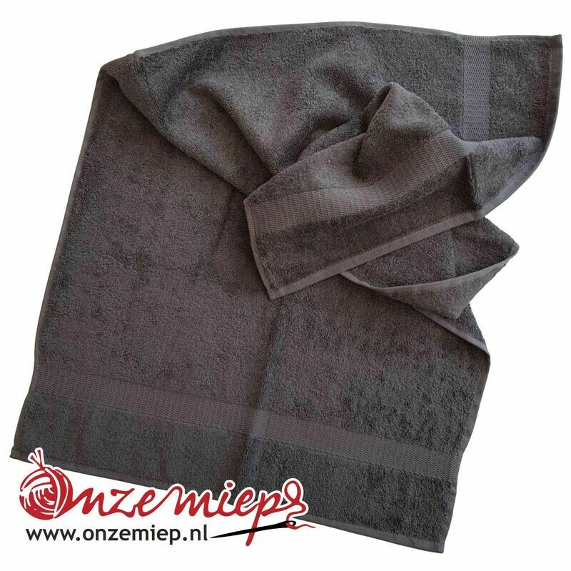 Handdoek met naam - antraciet - 50 x 100 cm