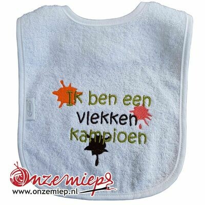 Witte slab met &quot;Ik ben een vlekken kampioen&quot;