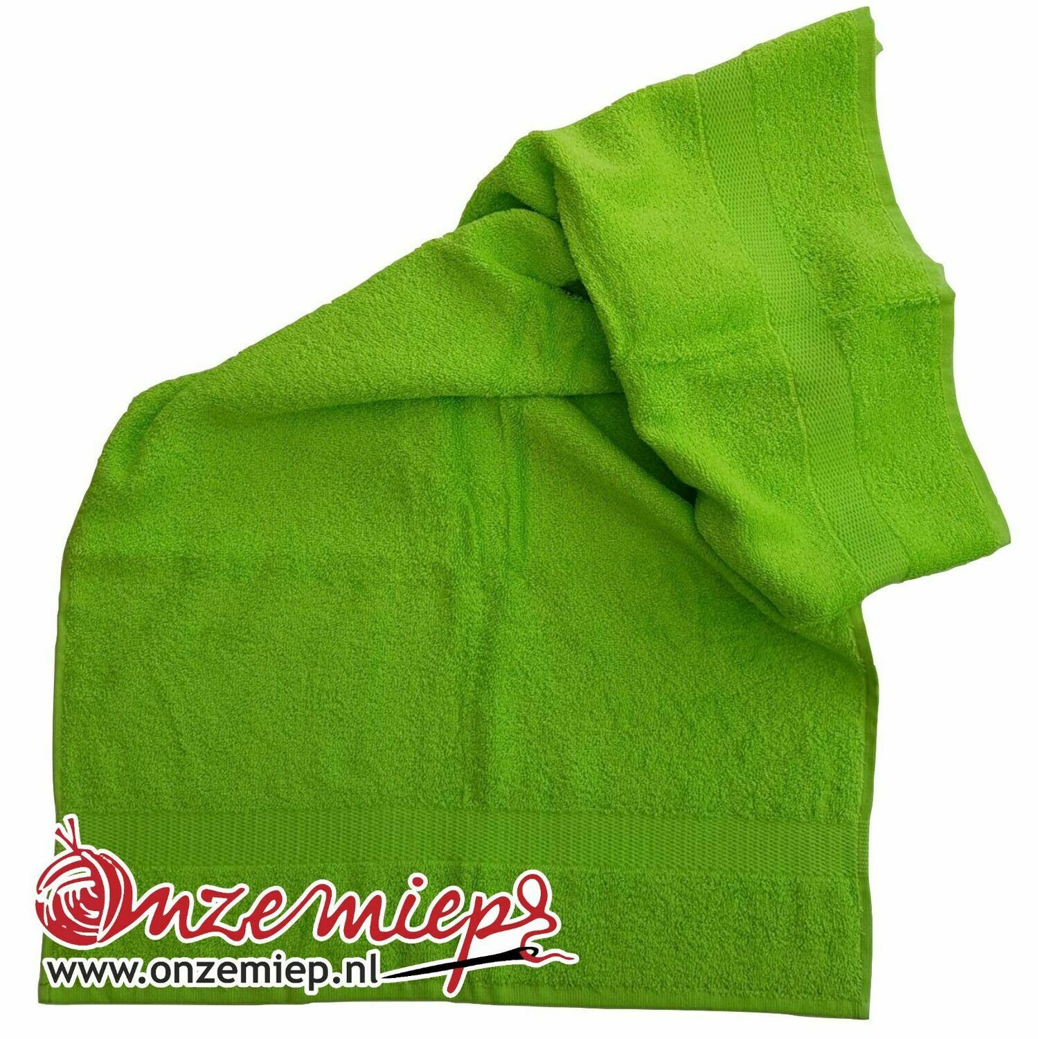 Handdoek met naam - lime groen - 50 x 100 cm