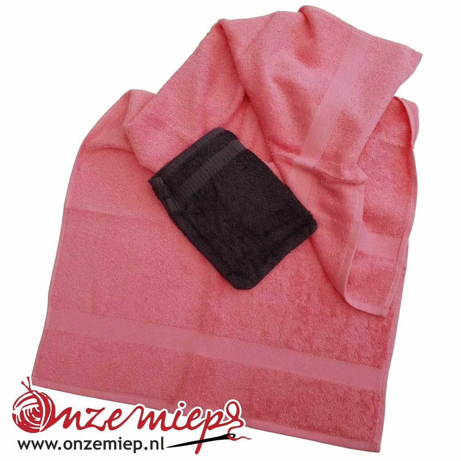 Handdoek met naam - indian red - 50 x 100 cm, Welke kleur washandje mag er bij?: antraciet