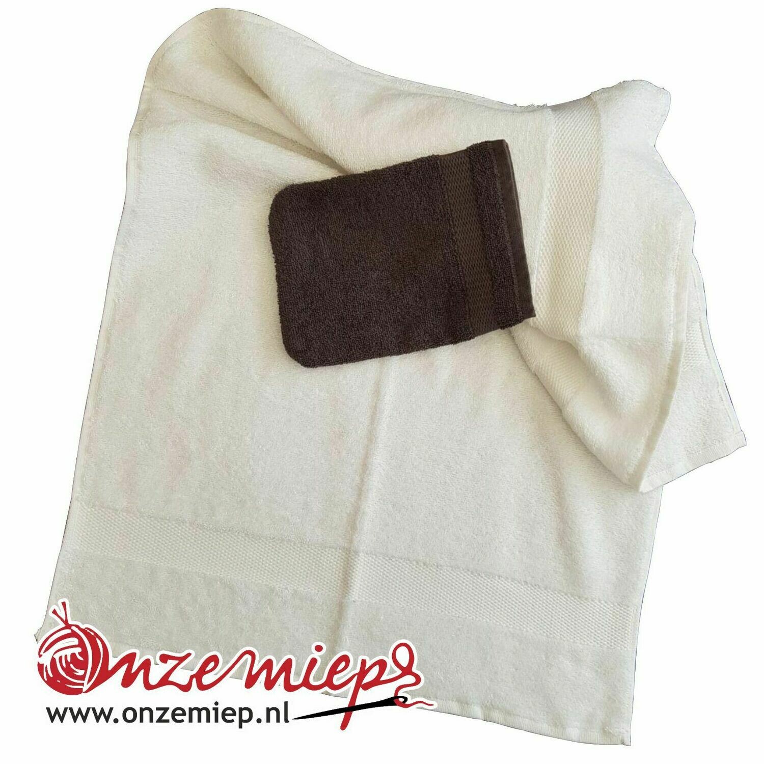 Handdoek met naam - wit - 50 x 100 cm, Welke kleur washandje mag er bij?: antraciet