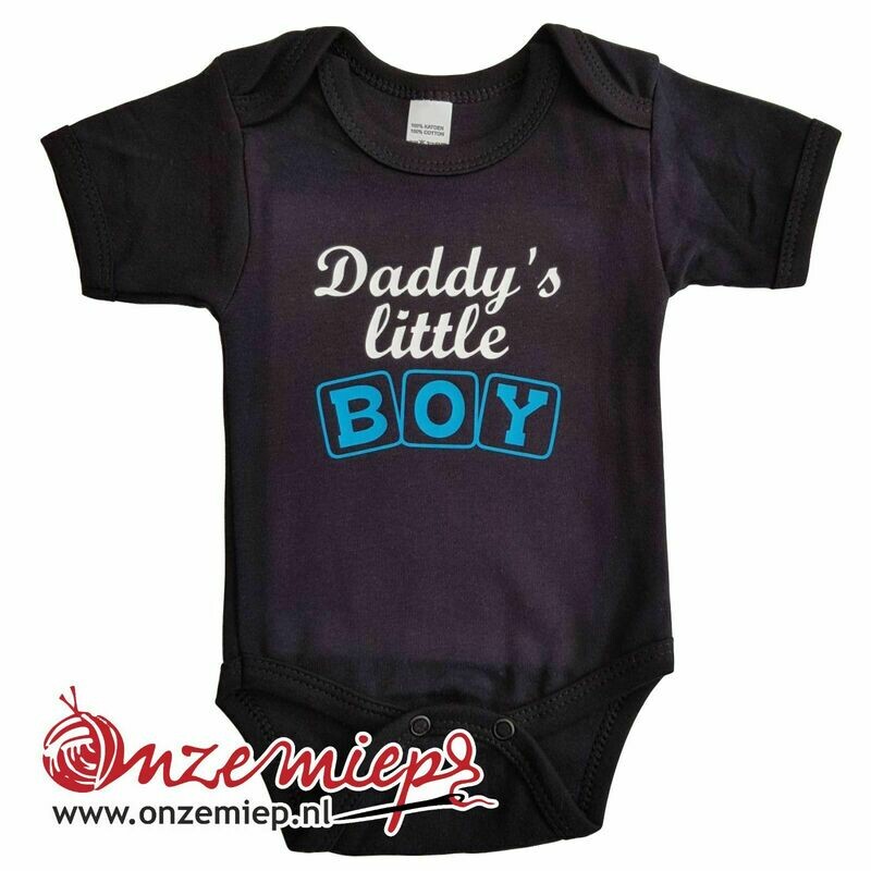Zwarte romper met &quot;Daddy&#39;s little boy&quot; - maat 80