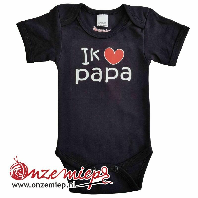 Zwarte romper met: &quot;Ik hou van papa&quot;