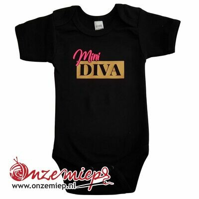 Zwarte romper met &quot;Mini Diva&quot;