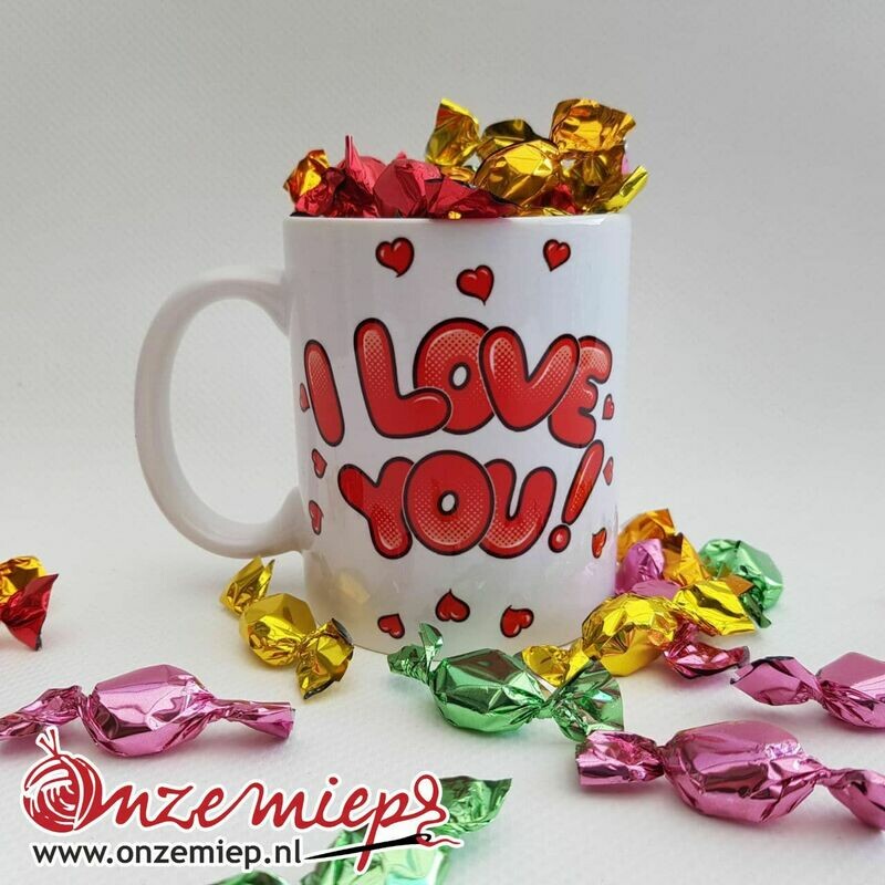 Mok of beker met &quot;I love you!&quot;