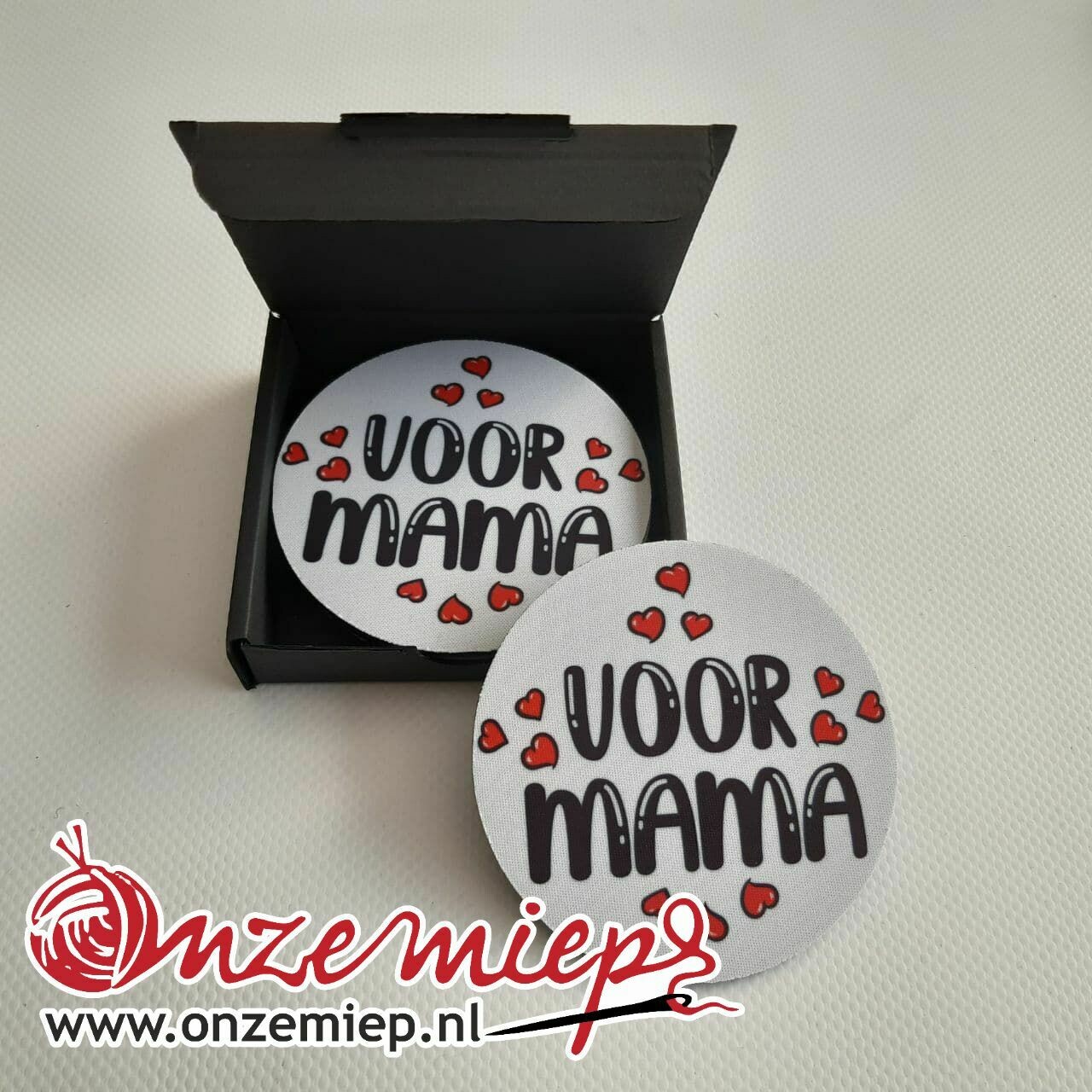 6 onderzetters met &quot;Voor mama&quot;
