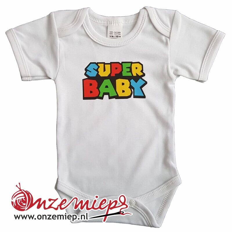 Witte romper met "Super baby"