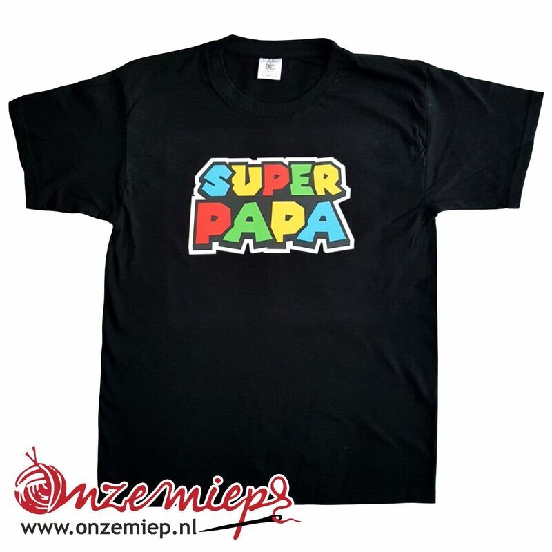 Zwart t-shirt met &quot;Super papa&quot;