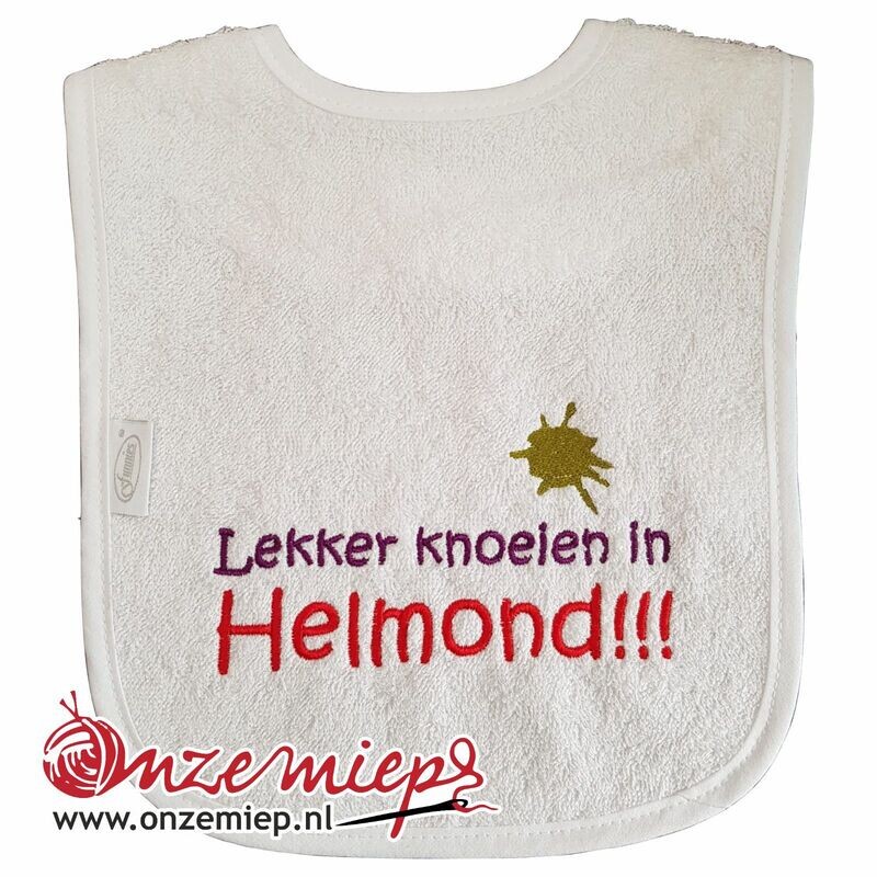 Witte slab met "Lekker knoeien in Helmond!!!"