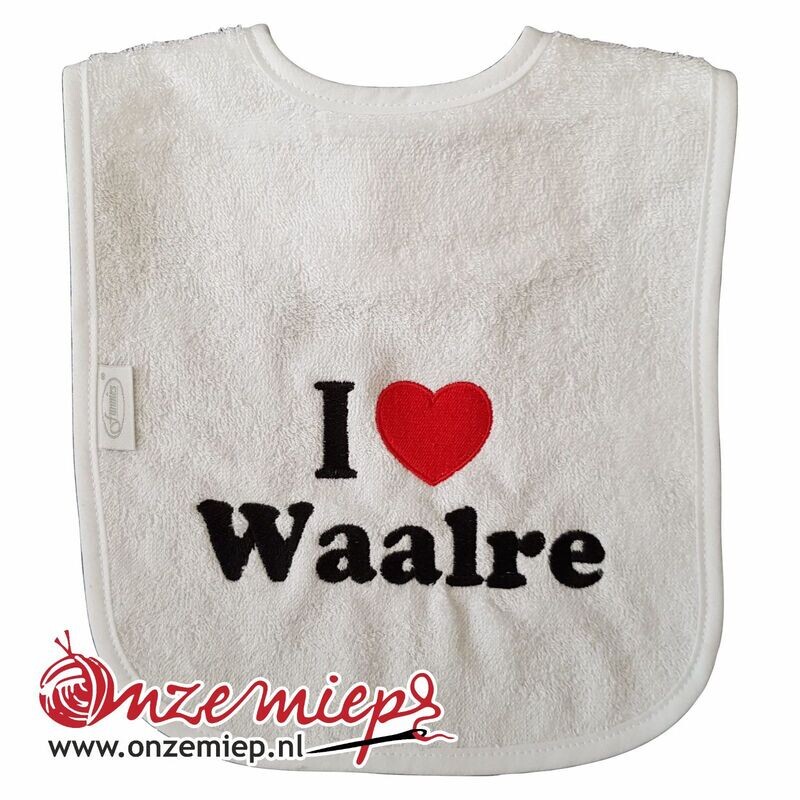 Witte slab met "I love Waalre"