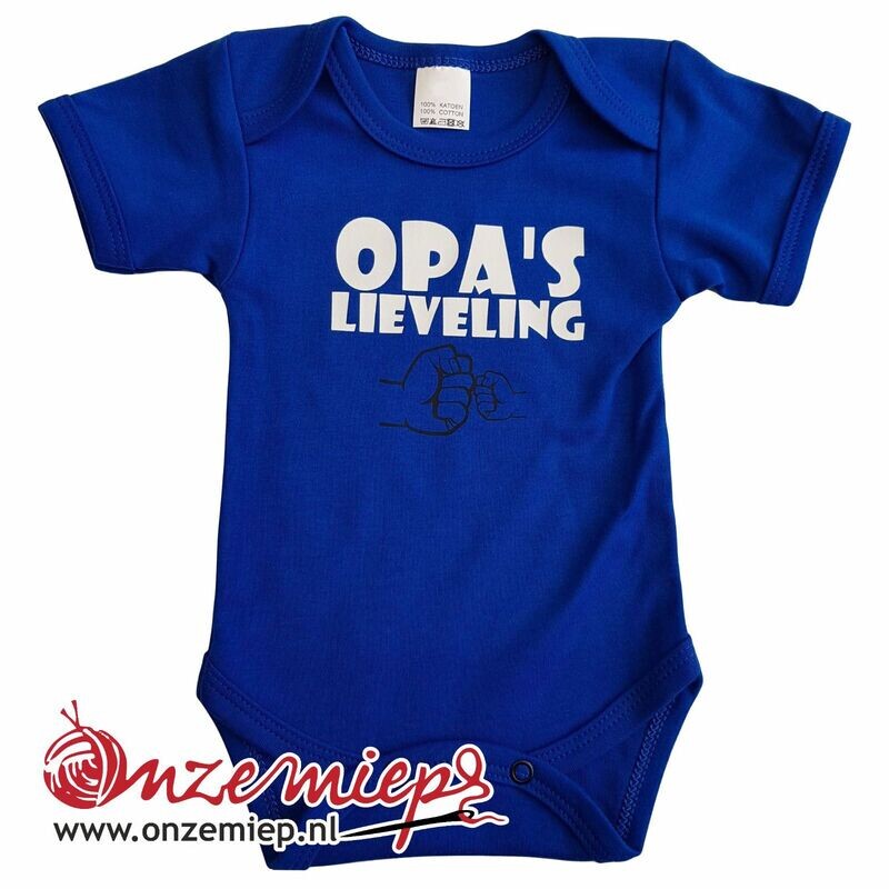 Blauwe romper met &quot;Opa&#39;s lieveling&quot; - maat 68