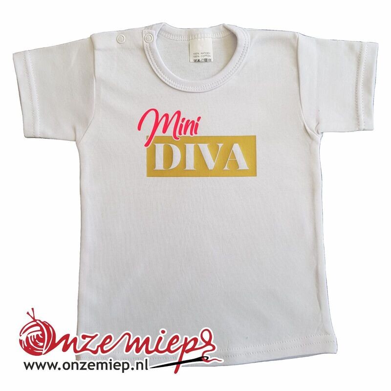 Wit baby shirt met &quot;Mini Diva&quot;
