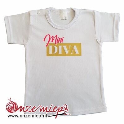 Wit baby shirt met "Mini Diva" Wit baby shirt met "Mini Diva"