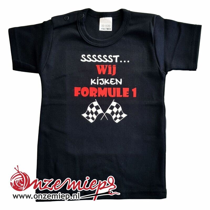 Zwart baby shirt met &quot;Sssssst... Wij kijken Formule 1&quot;