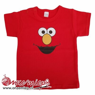 Rood baby shirt met een rood monstertje