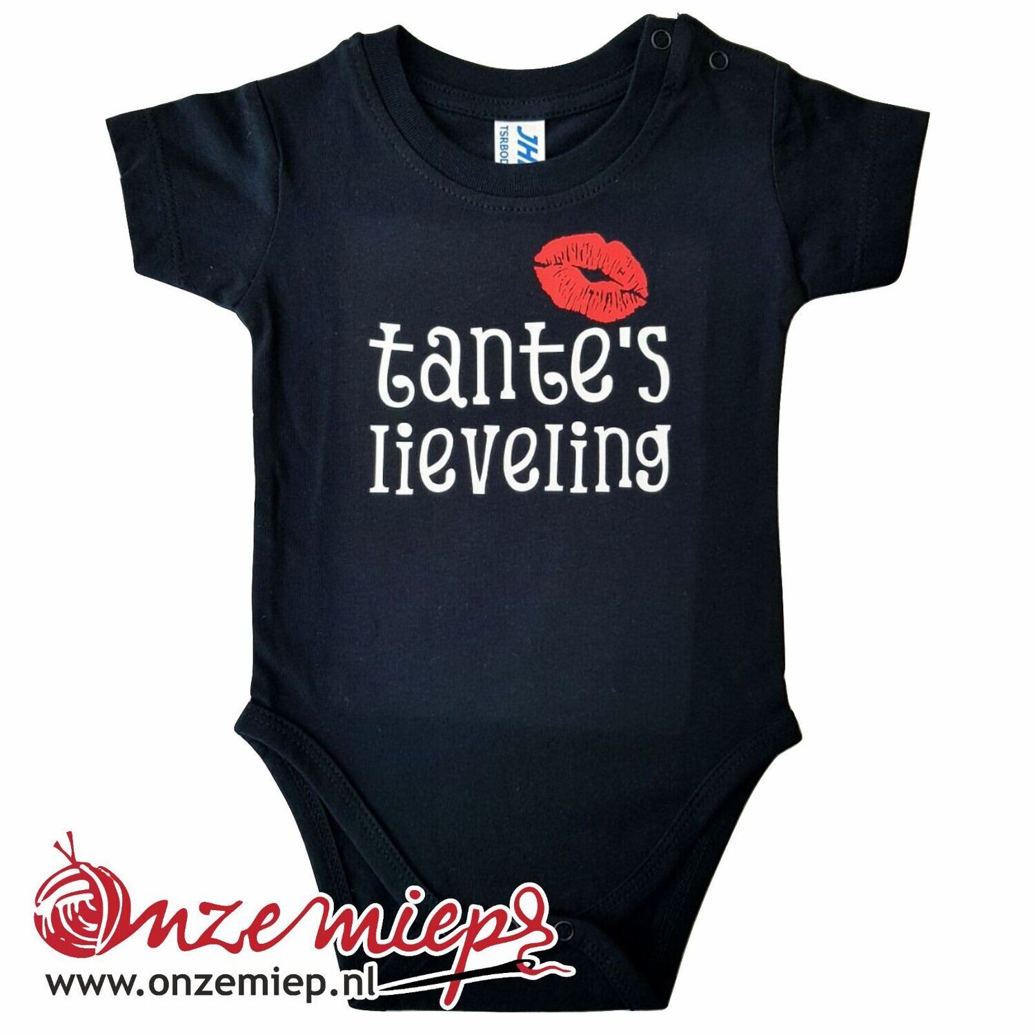 Zwarte romper met &quot;Tante&#39;s lieveling&quot; - 3 maanden