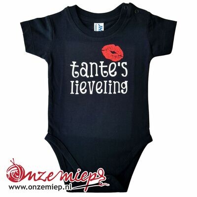 Zwarte romper met "Tante's lieveling" - 3 maanden