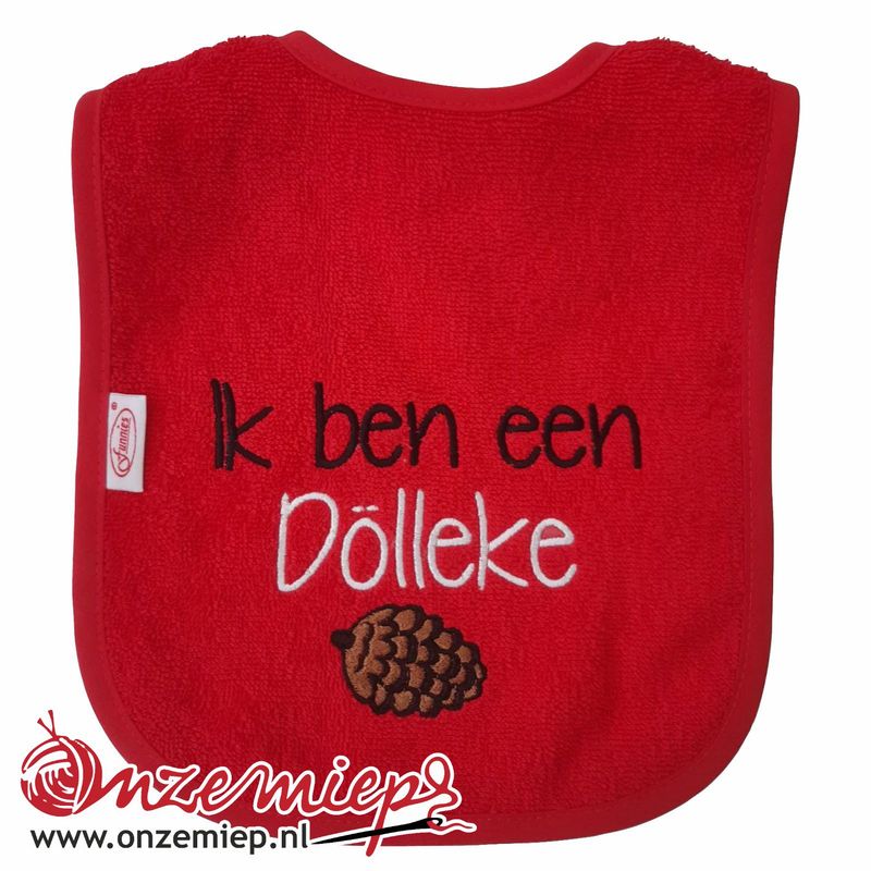 Rode slab met &quot;Ik ben een Dölleke&quot;