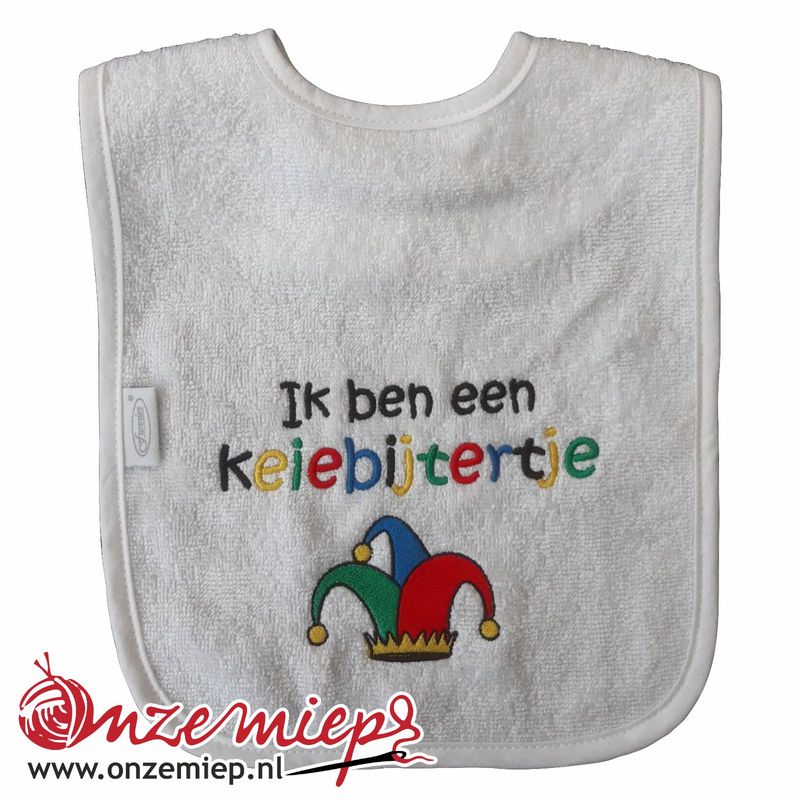 Witte slab met &quot;Ik ben een Keiebijtertje&quot;