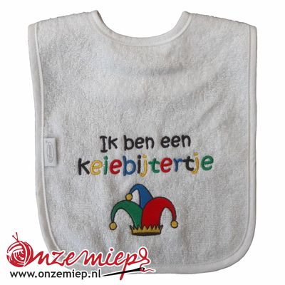 Witte slab met &quot;Ik ben een Keiebijtertje&quot;