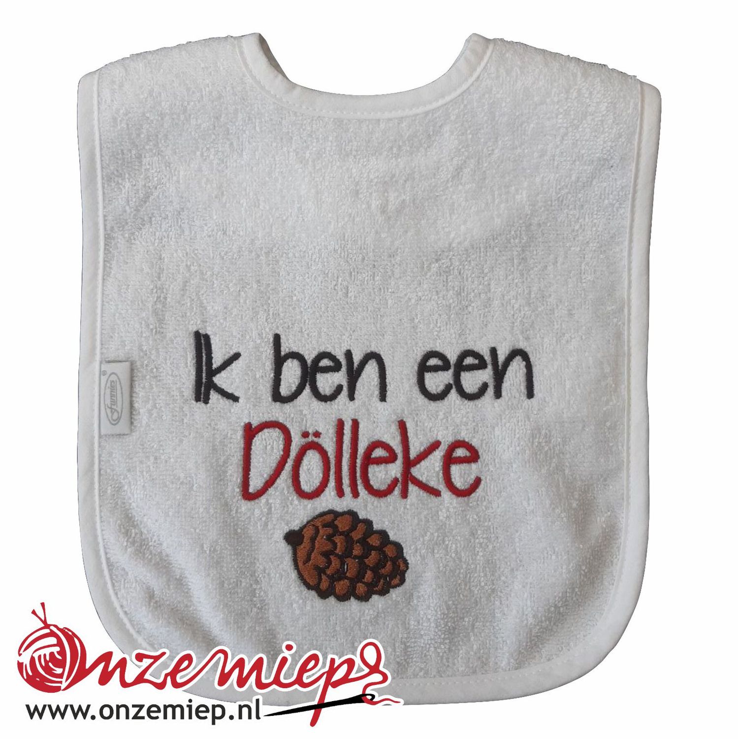 Witte slab met &quot;Ik ben een Dölleke&quot;