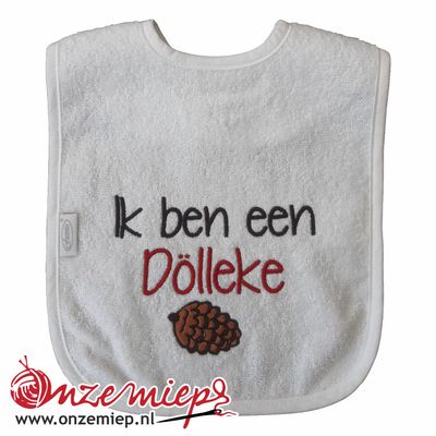 Witte slab met &quot;Ik ben een Dölleke&quot;