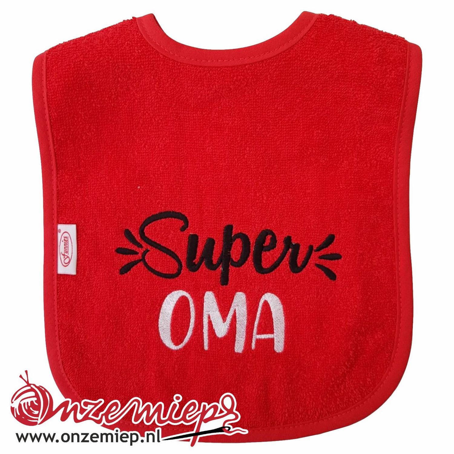 Rode slab met &quot;Super Oma&quot;