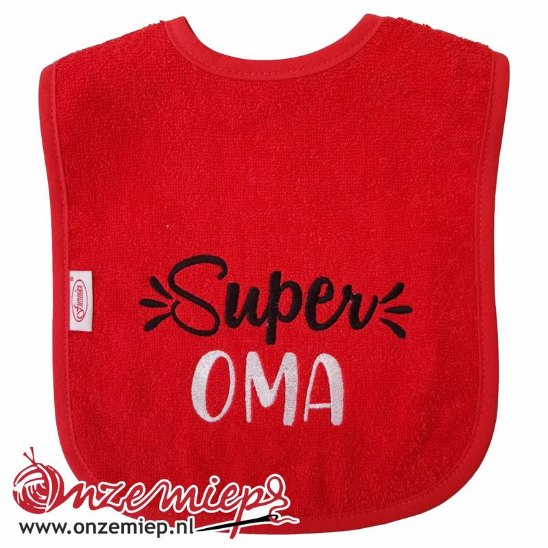 Rode slab met &quot;Super Oma&quot;