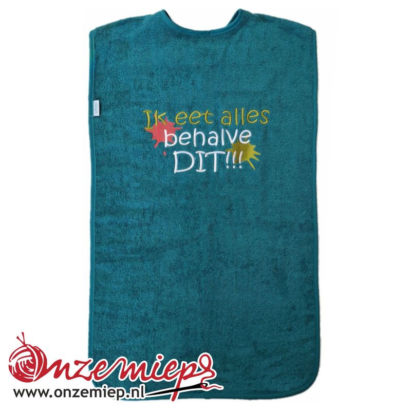 Lake green slab voor volwassenen met &quot;Ik eet alles behalve dit!!!&quot; - 50 x 100 cm