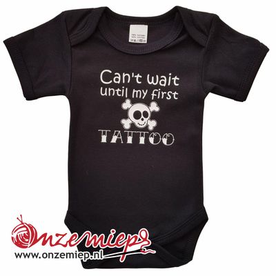 Zwarte romper met &quot;Can&#39;t wait until my first tattoo&quot;