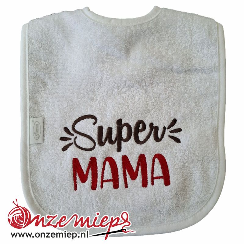 Witte slab met "Super Mama"