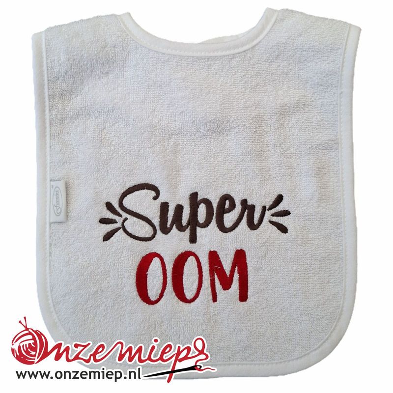 Witte slab met "Super Oom"