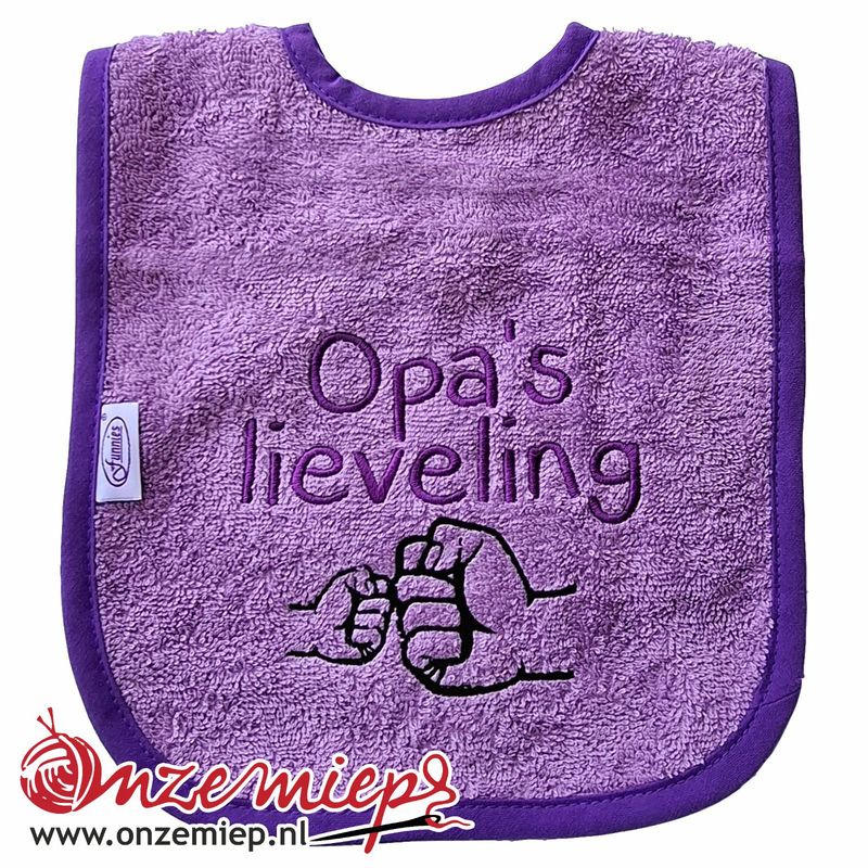 Paarse slab met "Opa's lieveling"