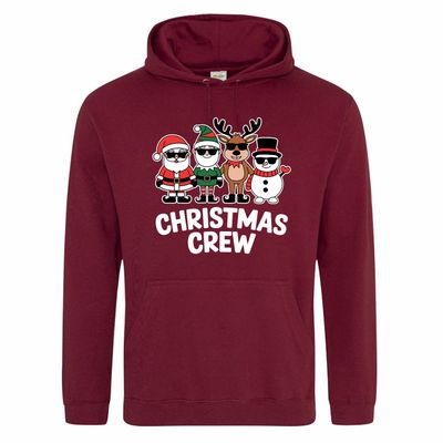 Donker rode (burgundy) hoodie met "Christmas crew"