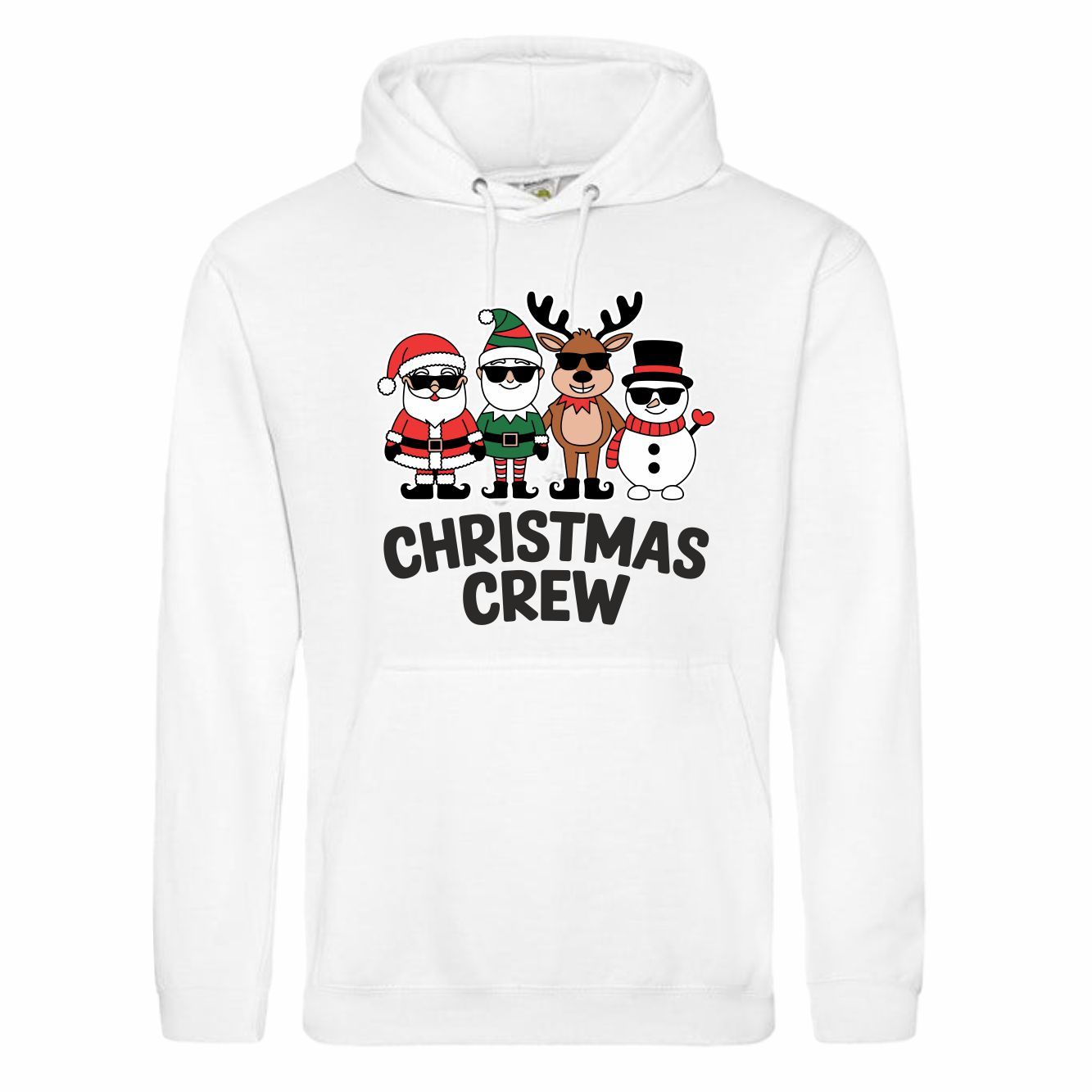 Witte hoodie met "Christmas crew"