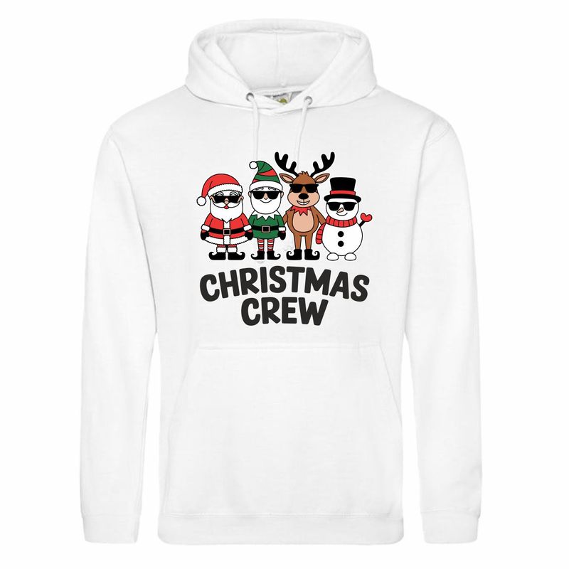 Witte hoodie met "Christmas crew"
