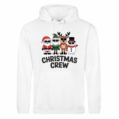 Witte hoodie met "Christmas crew"