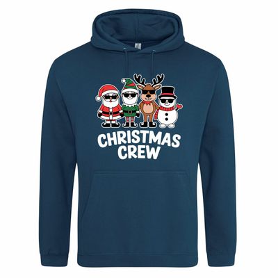Blauwe (ink blue) hoodie met "Christmas crew"