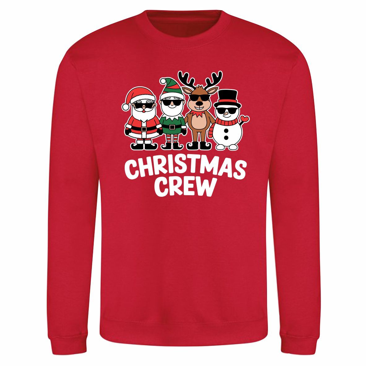 Rode sweater met "Christmas crew"
