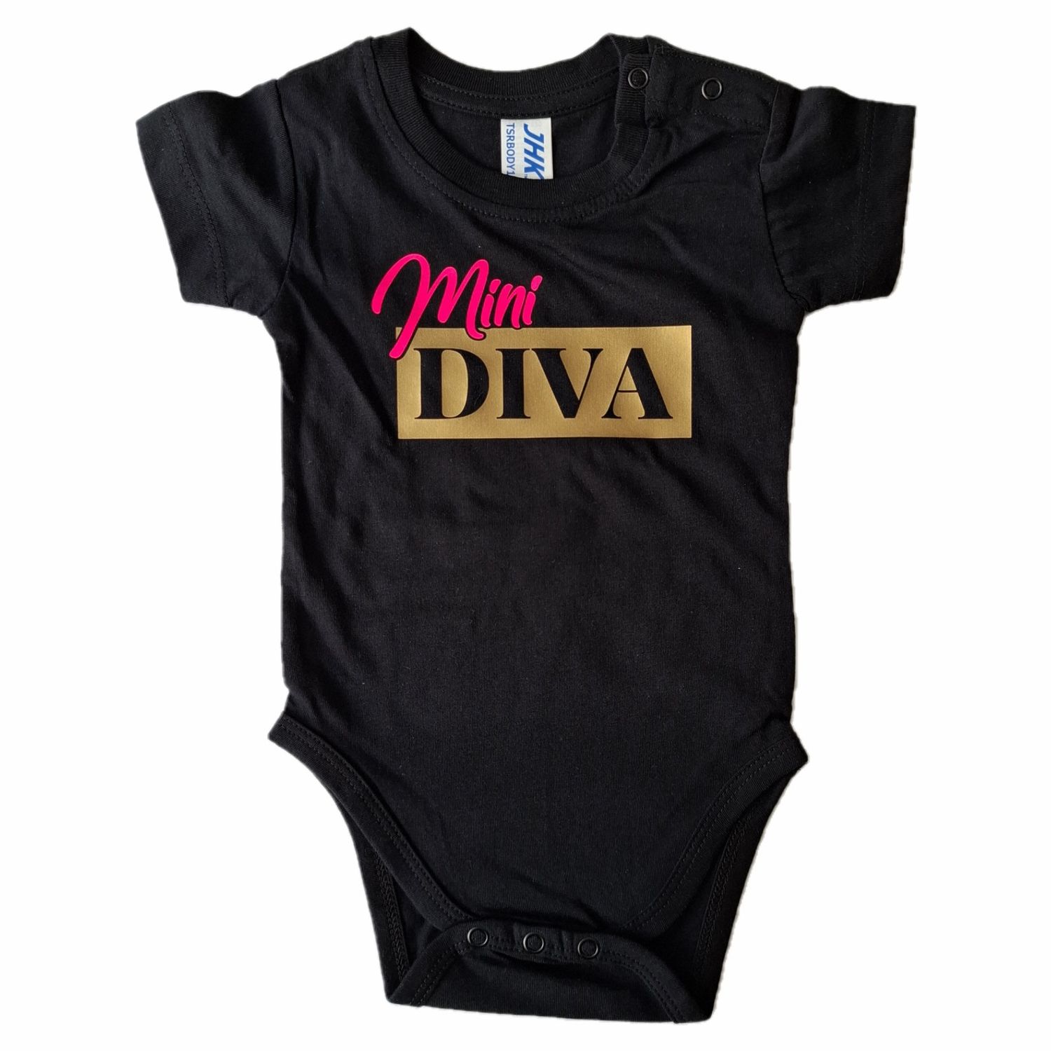 Zwarte romper met "Mini diva" - 6 maanden