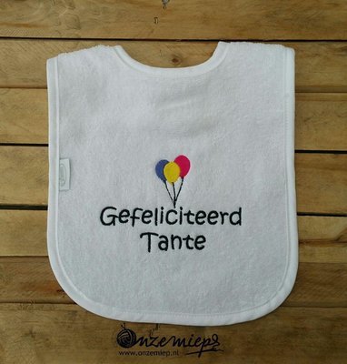 Witte slab met &quot;Gefeliciteerd! Tante&quot;