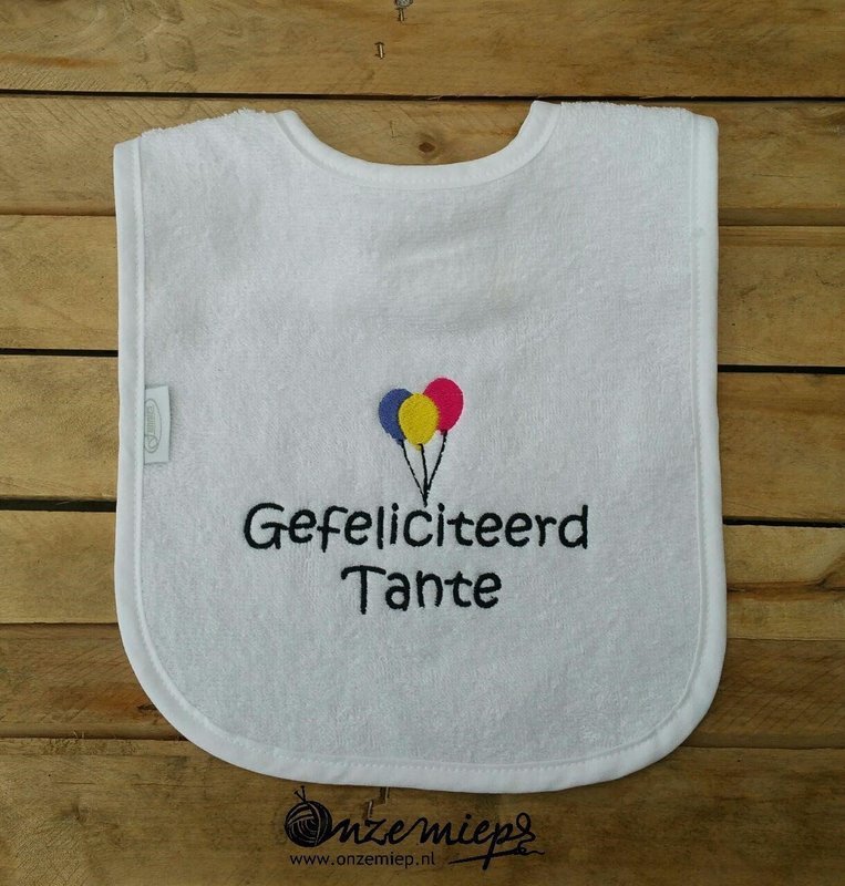 Witte slab met &quot;Gefeliciteerd! Tante&quot;