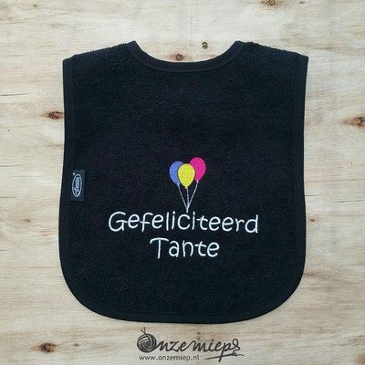 Zwarte slab met &quot;Gefeliciteerd tante&quot;