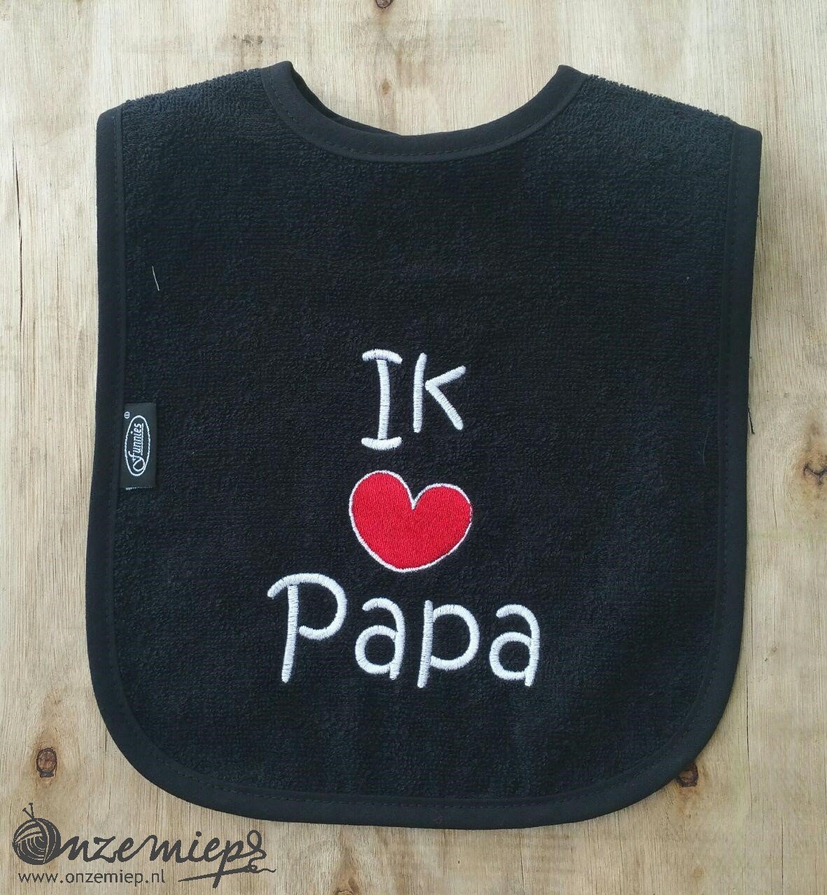 Zwarte slab met "Ik hou van papa"