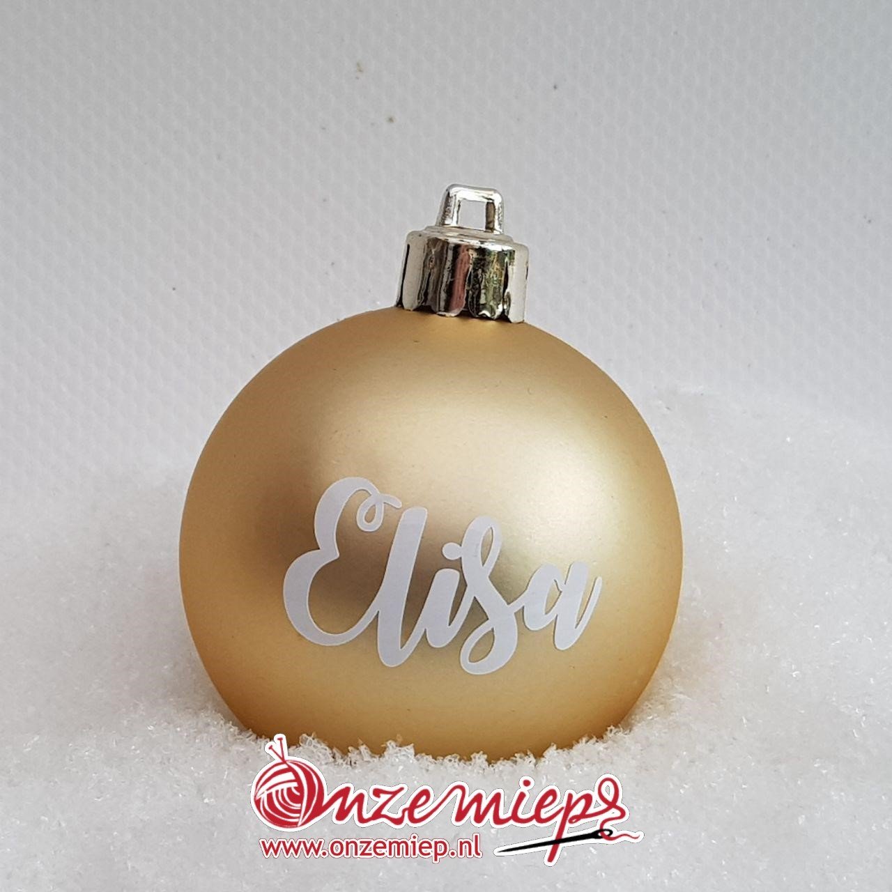 Kerstbal met naam, Kleur:: Goud, Mat of glans:: Mat
