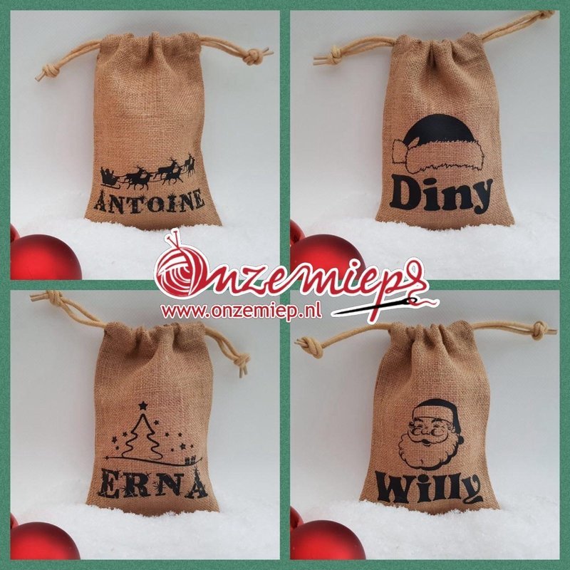 Jute kerstzakjes met naam