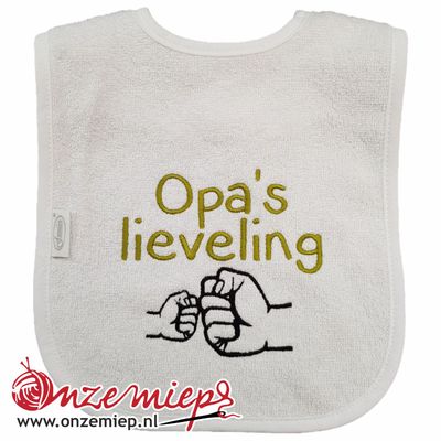 Witte slab met "Opa's lieveling"